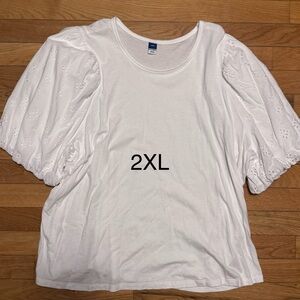 White Women's Top with Embroidered Sleeves